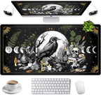 Cute Kawaii Raven Desk Mat XXL Large Extended Gaming Mouse Pad Nature Forest by LuckyCow