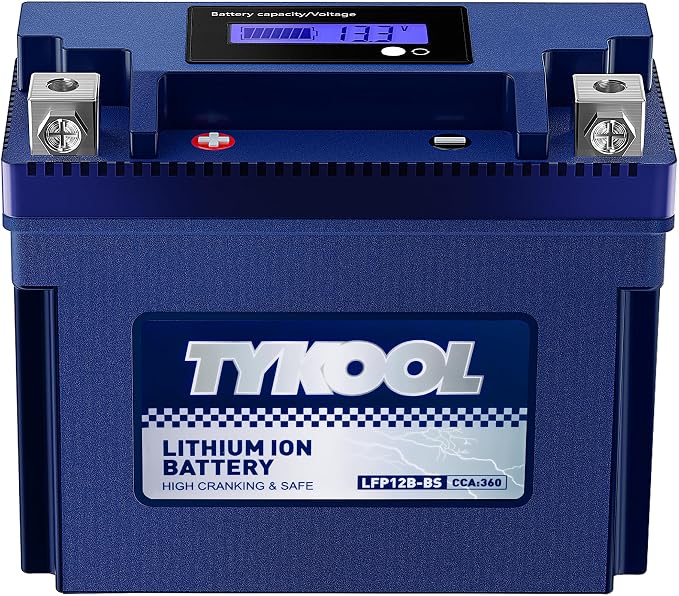 TYKOOL YT12B-BS, 3X Cranking Amps, Lithium LiFePO4 Motorcycle Battery, 12V 6Ah by TYKOOL
