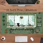 Cute Kawaii Green Plant Desk Mat Anime Aesthetic Mousepad Pixel Art XXL Large - Image 2
