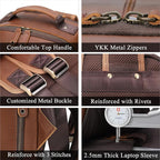TIDING Brown Leather Travel Backpack - Image 7