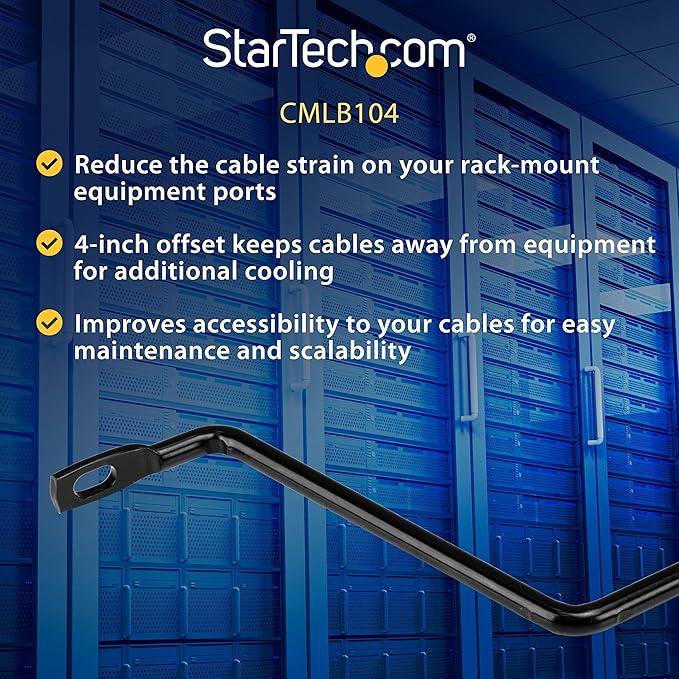 StarTech.com Horizontal Lacing Bar w/ 4 inch Offset at 75 Degrees- Server Rack - Image 3