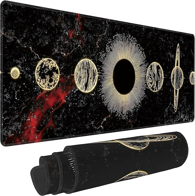 Galaxy Planet Large Mouse Pad, Gaming Keyboard Desk Pad, Extended Mouse Mat by BAHDSISFA