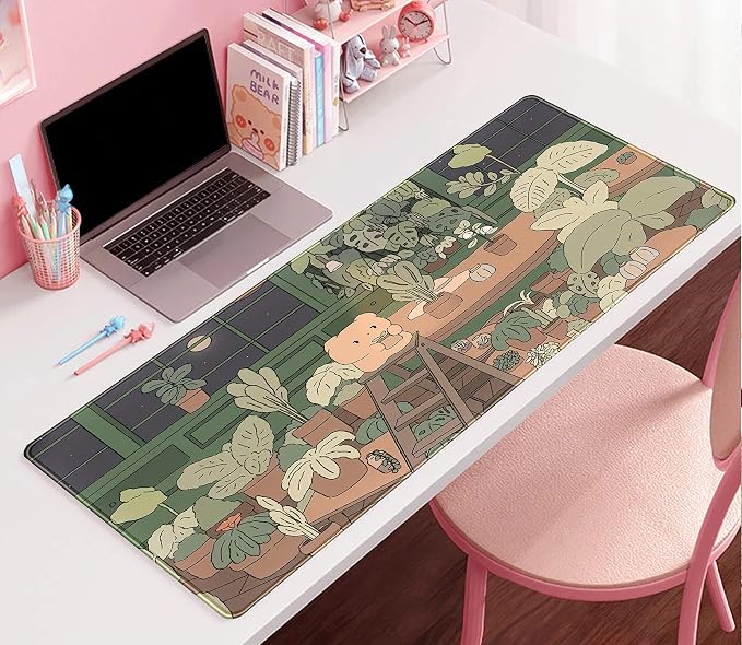 Cute Desk Mat Kawaii Bear Mousepad Cute Anime Plant Desk Protector, Kawai - Image 7