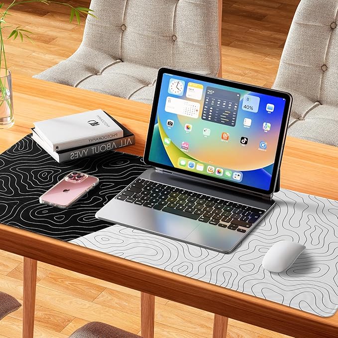 XVX Black and White Topographic Mousepad, XXLarge Gaming Mouse Pad - Image 6