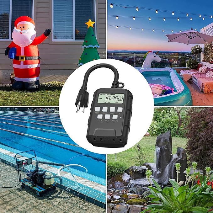 BN-LINK 7 Day Outdoor Heavy Duty Digital Programmable Timer, Dual Outlet - Image 7