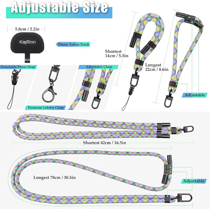 Universal Phone Lanyard with Wrist Strap, Adjustable Crossbody Cell Phone - Image 2