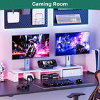 Dual Monitor Stand Riser, Adjustable Length & Swivel Angle Monitor Stand - Image 7