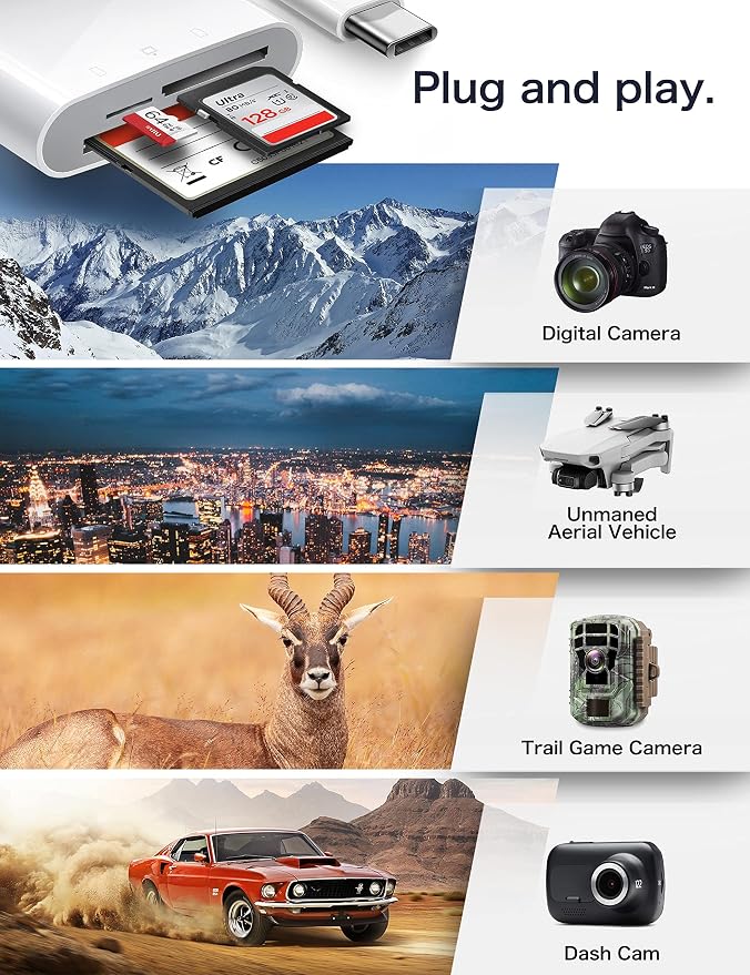 USB C SD Card Reader for iPhone 15/iPad/Mac, ChiaoPio USB C to SD CF, Type C - Image 9