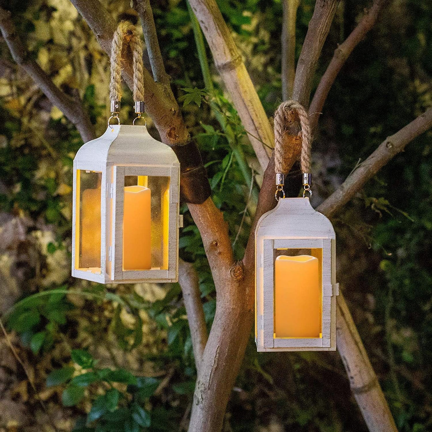 Amagic 3" x 6" Waterproof Outdoor Flameless Candles, Battery Operated Candles with Remote and Timer, Flickering LED Pillar Candle for Outside Patio Garden and Indoor Home Decor, Ivory, Set of 2