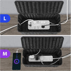 2Pack Large Cable Management Box Black, Handwoven Imitation Rattan Cord - Image 3