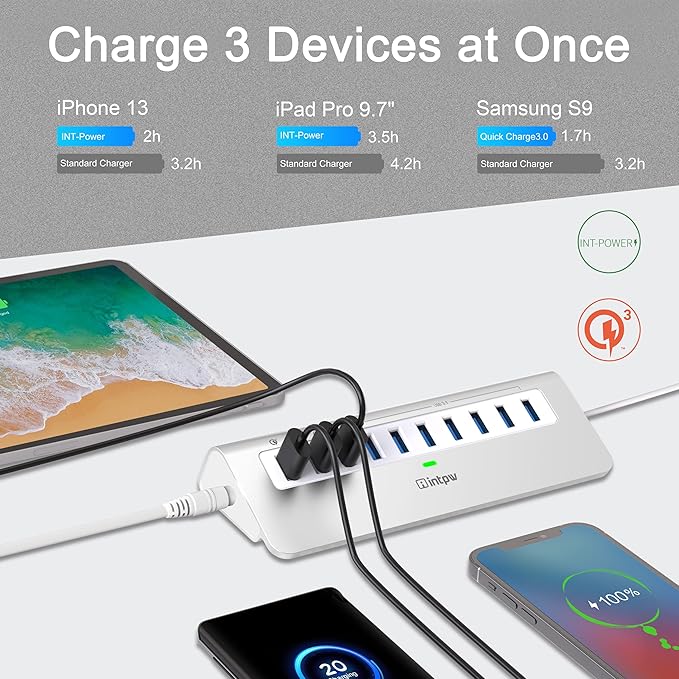 Powered USB Hub 10Gbps, 10 Port USB 3.1 Gen 2 Hub - Image 3
