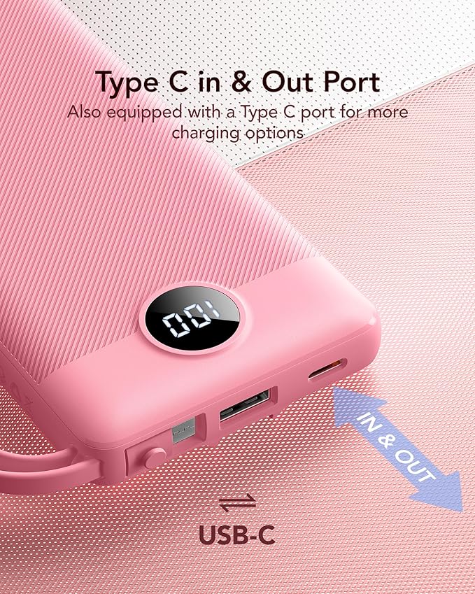 VRURC Portable Charger Power Bank, 10000mAh Travel Essentials Battery Pack - Image 5