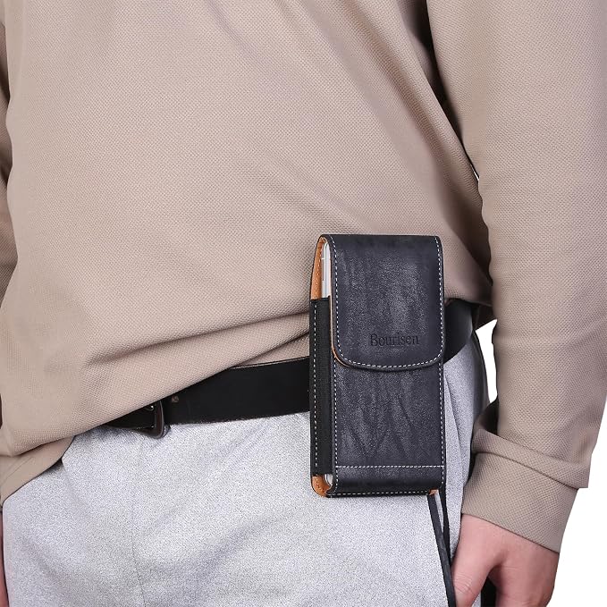 Universal Phone Holster Phone Pouch Case Belt Clip Belt Loops Card Slot Faux - Image 7
