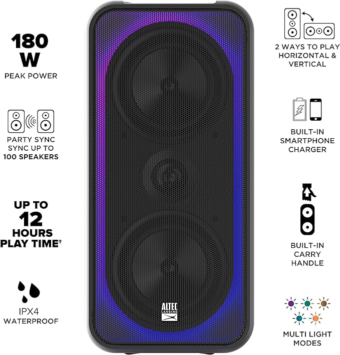Altec Lansing Shockwave 200 Wireless Party Speaker 180W Bluetooth Speaker - Image 3