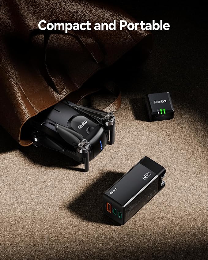 Ruko PD65W USB C Charger, 3-Port GaN Fast Charger Block, Compact Foldable Wall - Image 7