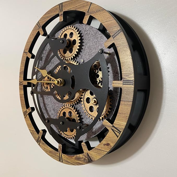 Desk Clock 10 inches with Real Moving Gears Convertible into Wall Clock - Image 6