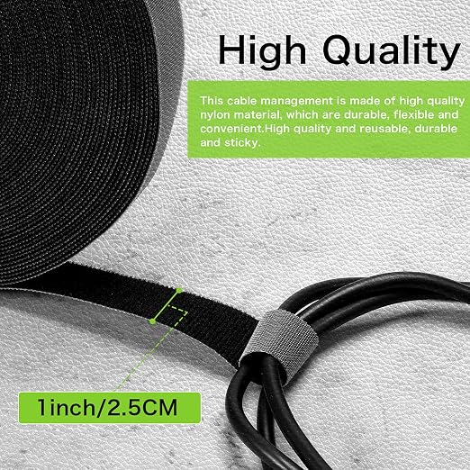 WILLBOND 1 Inch x 90ft Fastening Tape Cable Ties Reusable Fastening Nylon Tape - Image 6