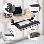 EHO Clamp-On Retractable Adjustable Keyboard Tray, Under Desk Ergonomic - Image 2
