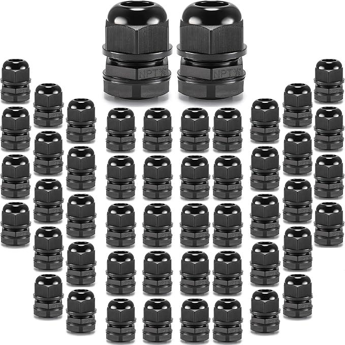 QILIPSU 50pcs 3/8" NPT Cable Gland Waterproof IP68 Nylon Cable Pass Through by QILIPSU