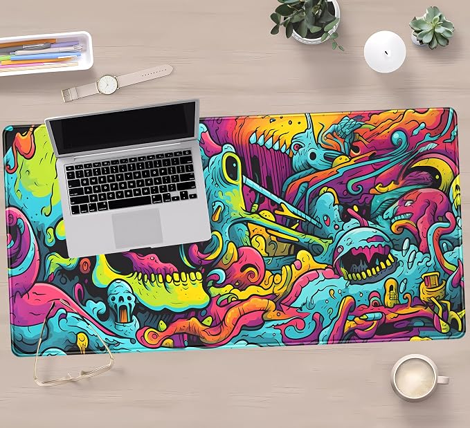 Gaming Desk Mat Skull Desk Pad Extended Mouse Pad XXL, Cool Mouse and Keyboard - Image 4
