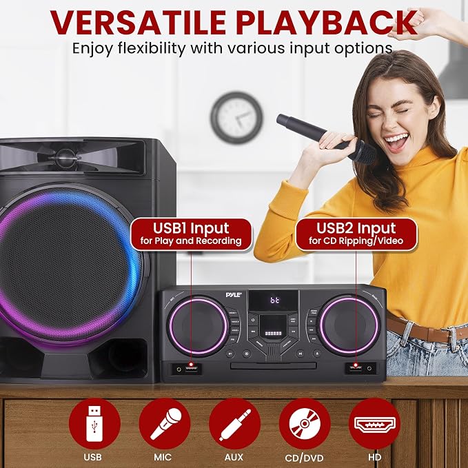 Pyle Mini Hi-Fi Bluetooth Stereo System – 4-Piece CD Player - Image 3