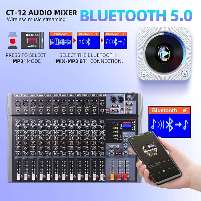 Pro DJ Mixer 12-Channel Audio Console - Image 7