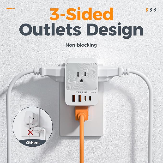 USB C Charger Block 20W PD, TESSAN 4 USB Wall Charger Fast Charging - Image 4
