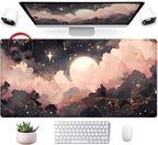 Pink Black Clouds Desk Mat XXL Large Extended Gaming Mouse Pad Celestial by Mechanical+Cattle