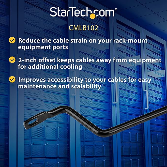 StarTech.com Horizontal Lacing Bar w/ 2 inch Offset at 75 Degrees- Server Rack - Image 3