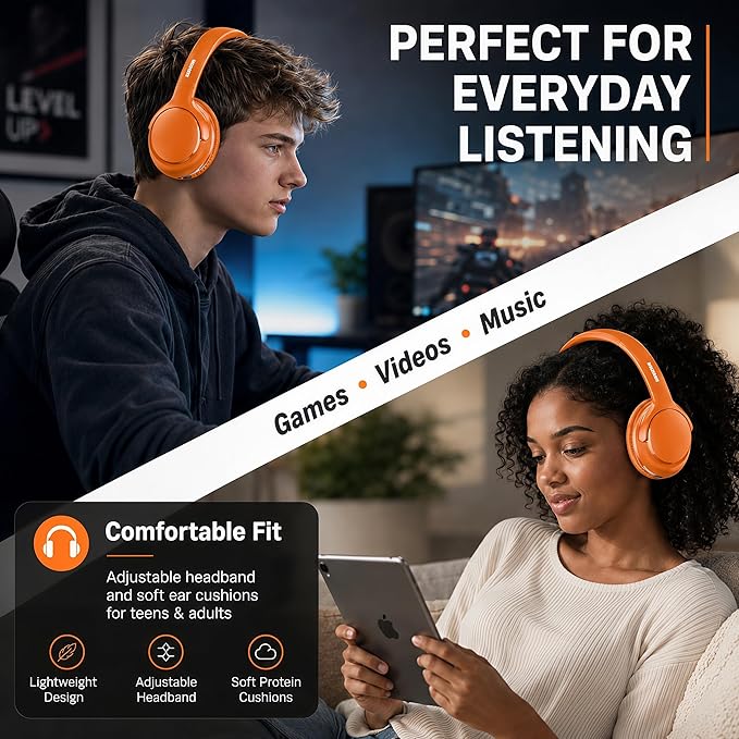 MIDOLA Bluetooth Headphones Over Ear 68H Playtime 6 EQ Wireless Headset - Image 8