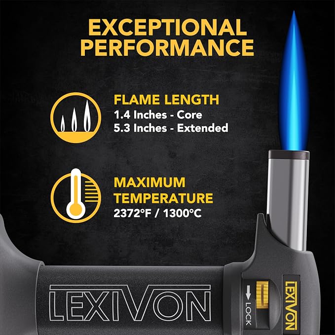 LEXIVON Butane Torch Lighter, Refillable Kitchen Cooking Torch | Self-Igniting - Image 5