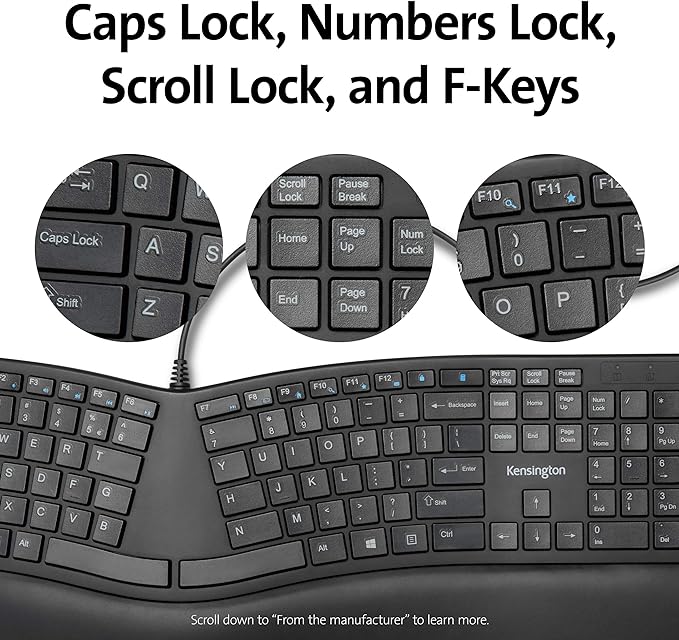 Kensington Pro Fit Ergonomic Wired Keyboard- Black - Image 6