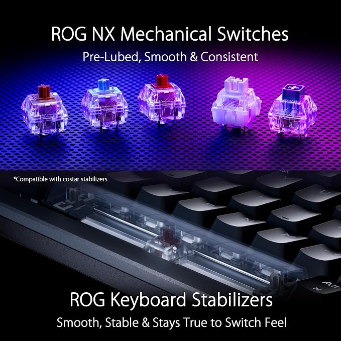 ASUS ROG Azoth 75% Wireless DIY Custom Gaming Keyboard, OLED Display, - Image 5