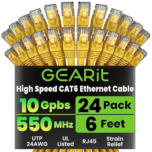 GearIT Cat 6 Ethernet Cable Cat6 Network Patch, Snagless Cord, Internet by GEARit