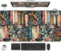 Floral Books Desk Mat Reading Desk Pad Mouse Mat XXL, Colorful Mouse Keyboard by Unknown