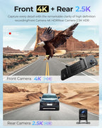 12" Mirror Dash Cam, 4K UHD Front and 2.5K Rear View Dash Camera - Image 2