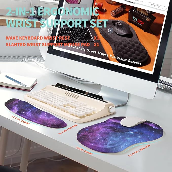 2-in-1 Ergonomic Set, Wave Rise Keyboard Wrist Rest and Massage Bulge Slope - Image 5