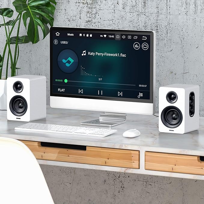 Sanyun SW208 3" Active Bluetooth 5.0 Bookshelf Speakers – 60W Carbon Fiber - Image 6