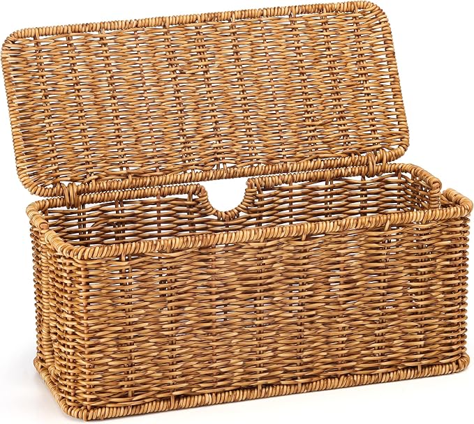 Handmade Cable Management Box, Imitation Rattan Cord Organizer Cord Hider Box - Image 7