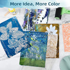 Gel Printing Plate Kits with Paints, Washi Stickers, Mixing Cups, Blank Cards - Image 5