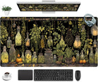 Desk Mat Green Plants Mouse Pad Gaming Mat Dark Keyboard Mat, Long Mouse Mat by Unknown