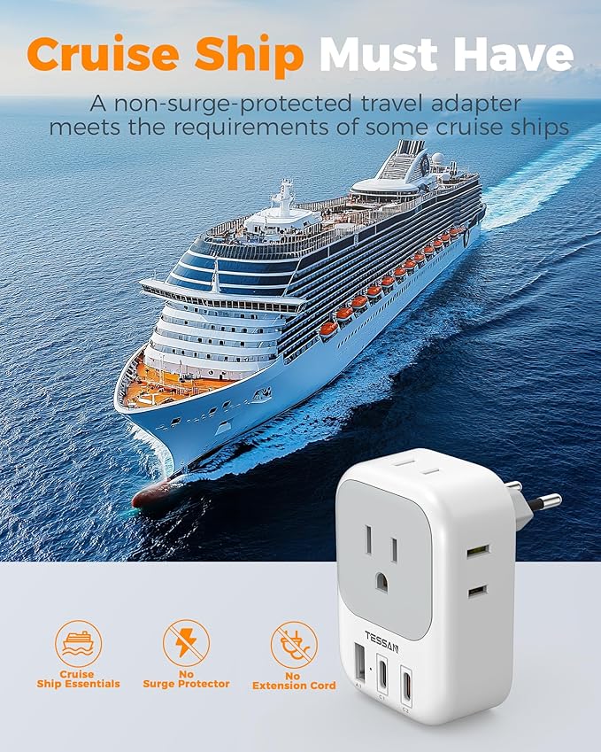TESSAN European Travel Plug Adapter 3 Pack, PD 20W Type C Power Adaptor - Image 7