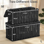 2Pack Large Cable Management Box Black, Handwoven Imitation Rattan Cord - Image 4