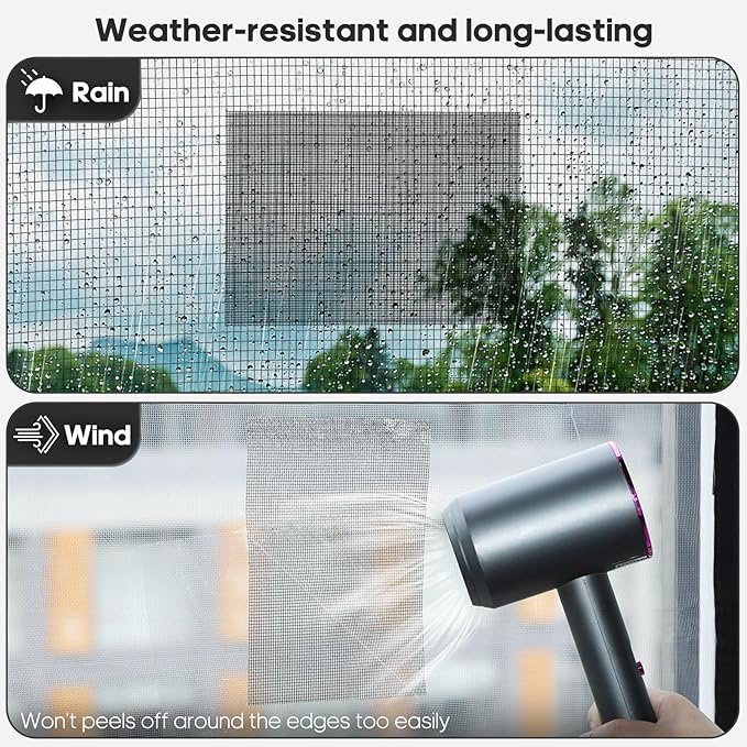 5" x 7" Black/Grey Screen Repair Kit, Strong Adhesive Fiberglass Mesh Pacth Tape - Image 3