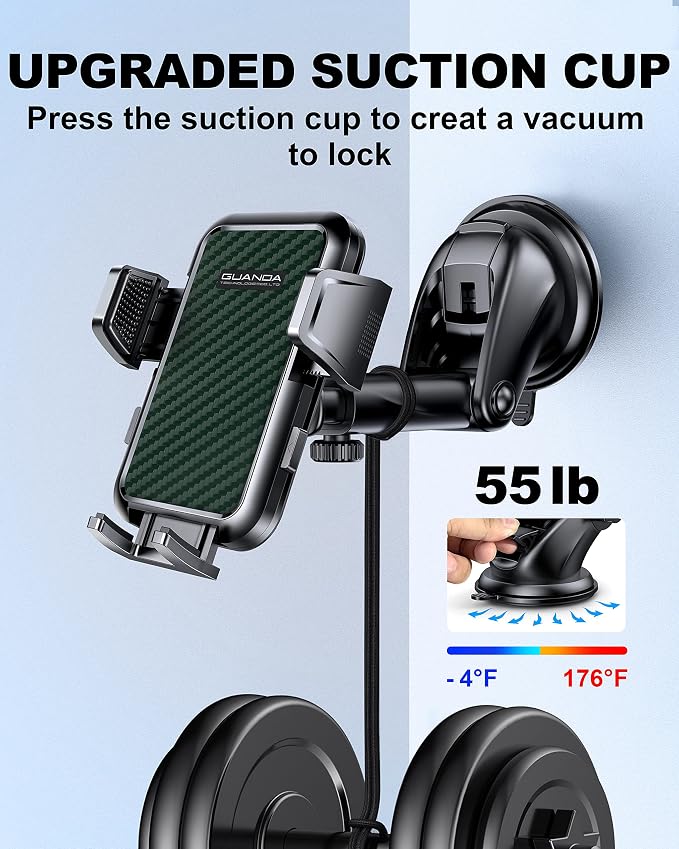 Suction Cup Car Phone Mount for Windshield/Dashboard, Hand Free Mobile Phone - Image 4