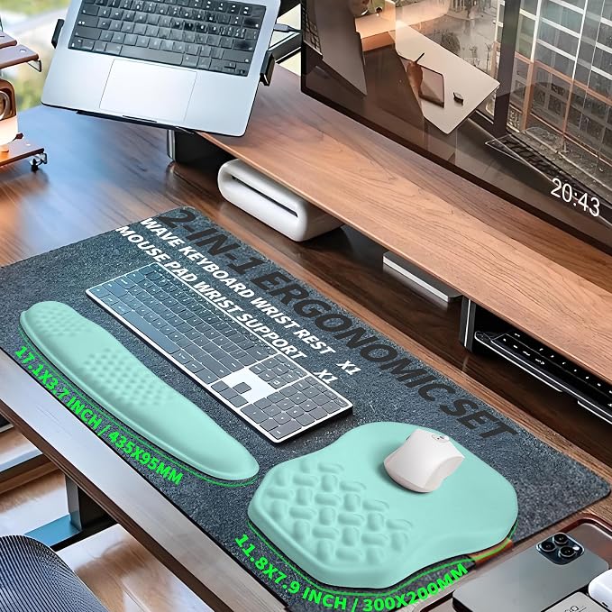 2-in-1 Ergonomic Set, Wave Keyboard Wrist Rest and Massage Slope Mouse Pad - Image 5