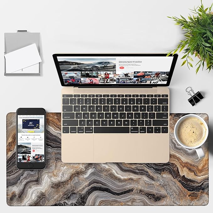 Large Mouse Pad Abstract Marble Gaming Desk Pad Computer Keyboard Non-Slip - Image 4