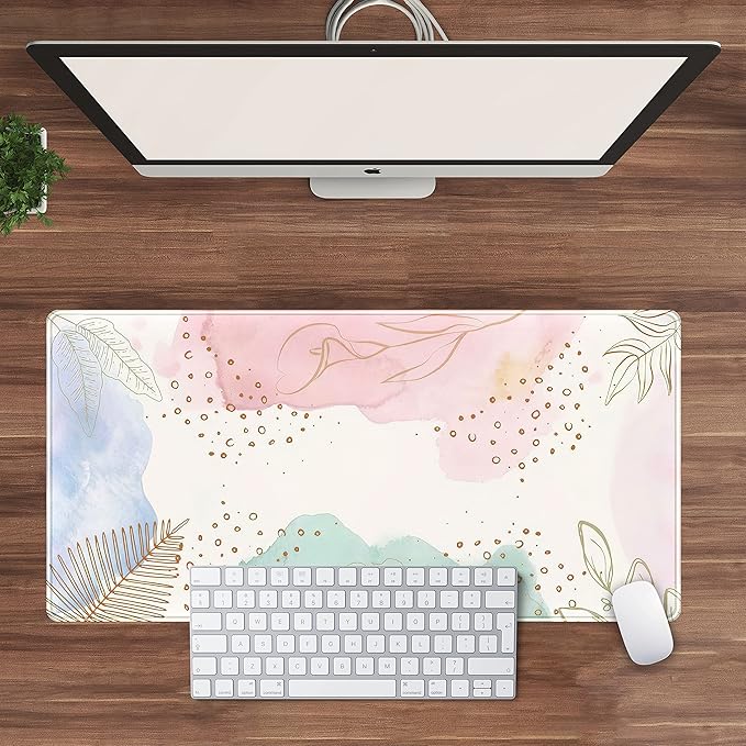 Boho Pastel Painting Mouse Pads, Abstract Mousepad XXL, Extended Mouse Pad - Image 4