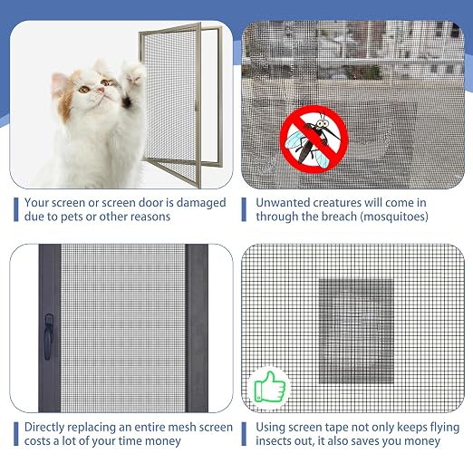 MoHern 2 in x 49 FT Window Screen Repair Kit, Screen Repair Tape Magic Mesh - Image 4