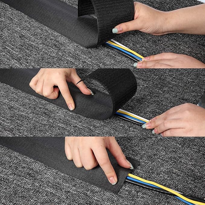 WILLBOND 2 Pack 10 ft x 3 Inch Cable Floor Strip Cable Cover Cords Carpet - Image 4